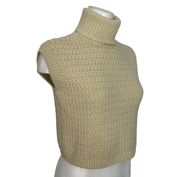 Madewell Textured Turtleneck Sweater Vest XS Ecru Cream Relaxed Fall Heritage - Picture 4 of 12